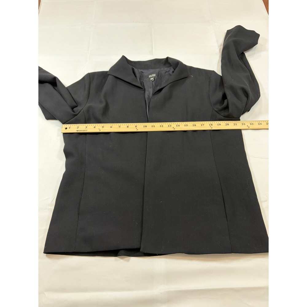 Eileen Fisher Black 100% Italian Wool Open Front Blazer Jacket Womens Large L - Picture 6 of 10